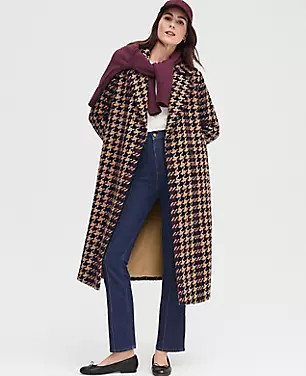 Plaid Long Double Breasted Coat | Ann Taylor (US)