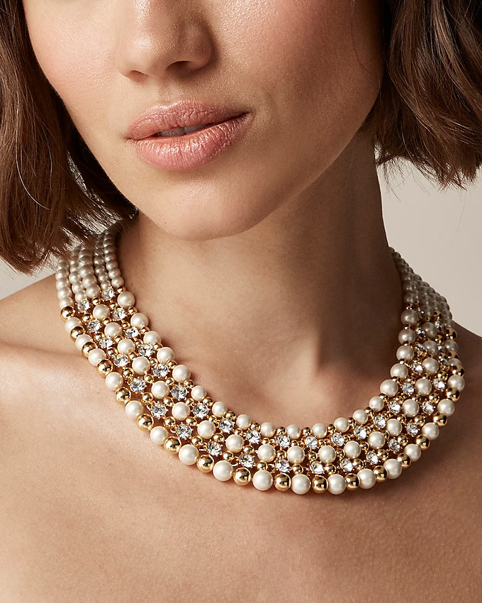 Crystal and pearl chainlink necklace | J. Crew US