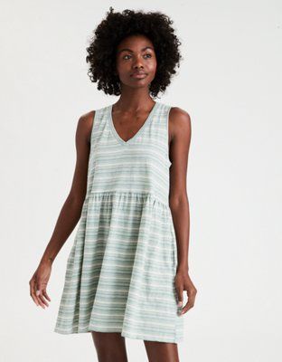 AE V-Neck Babydoll Dress | American Eagle Outfitters (US & CA)
