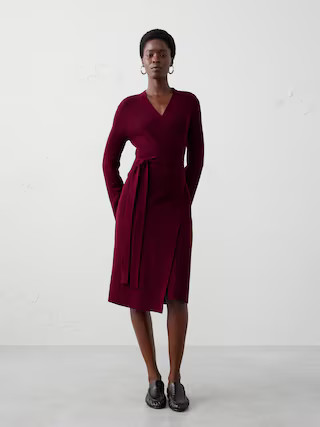 Wrap Knee Length Sweater Dress | Banana Republic Factory