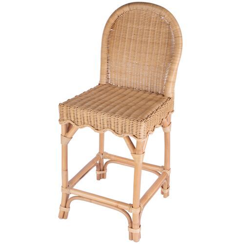 Sunny Scallop Rattan Counter Stool, Natural | One Kings Lane
