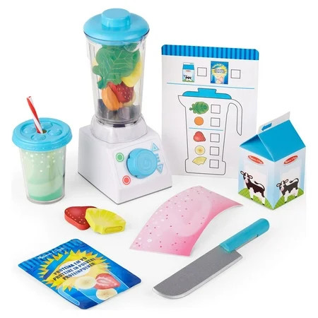 Melissa & Doug Wooden Smoothie Maker Blender 22-Piece Play Food Set | Walmart (US)