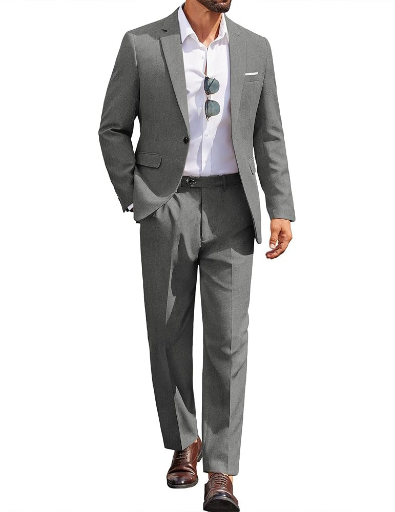 COOFANDY Men Suits Classic Fit 2 Piece Suit Set One Button Casual Blazer Wedding Bussiness Suit S... | Amazon (US)