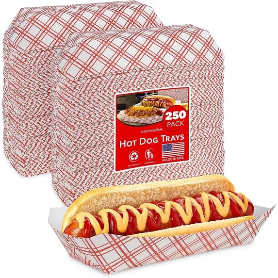 Stock Your Home Checkered Hot Dog Trays for Hot Dogs, Retro Red and White Checkered 250 Pack | Walmart (US)