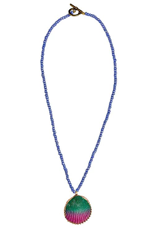 Seed Shell Necklace | Aqua + Purple | Twine & Twig