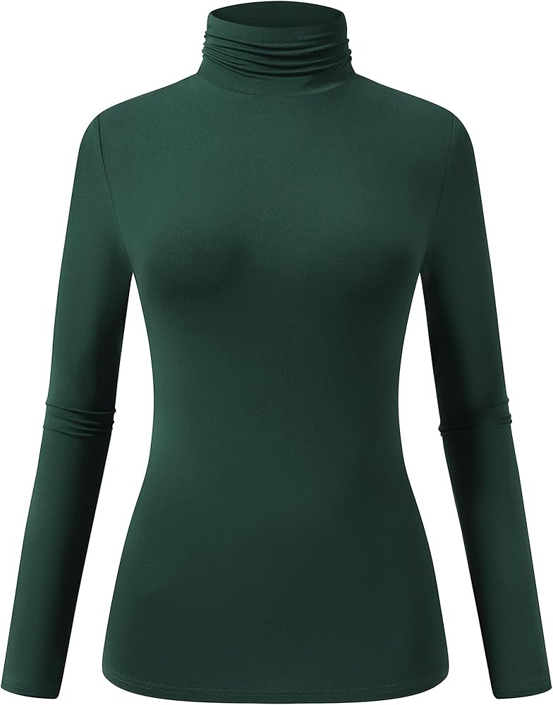 OThread & Co. Women's Long Sleeve Turtleneck T-Shirt Basic Stretch Layer Comfy High Neck Top | Amazon (US)
