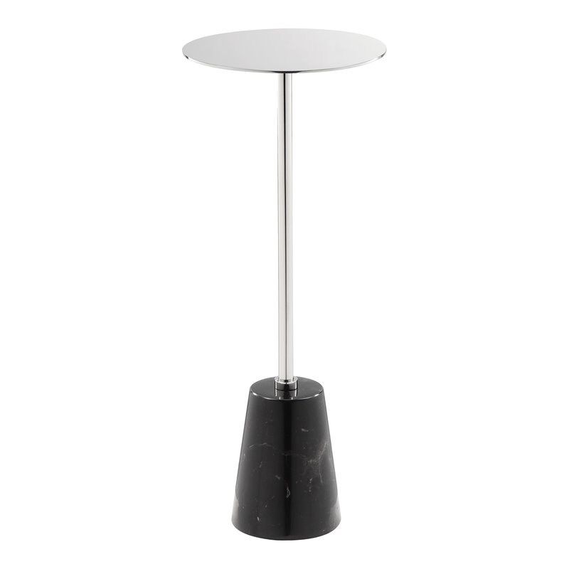 Pangea Home Winston Modern Genuine Marble and Metal Side Table in Black | Homesquare
