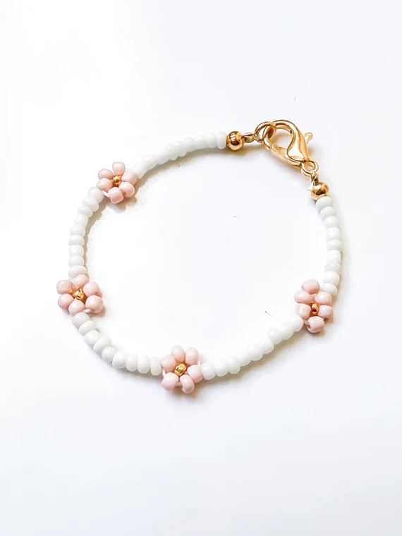 Baby Bracelet Glass Seed Bead Daisy Chain | Etsy | Etsy (US)