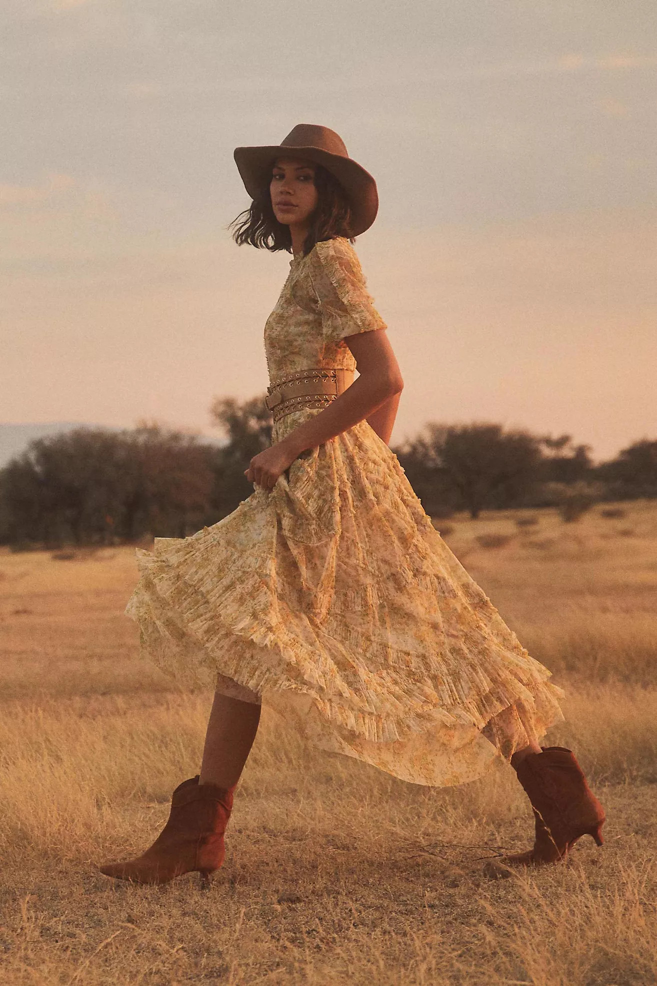 Mac Duggal Ruffled Floral Mesh Dress | Anthropologie (US)