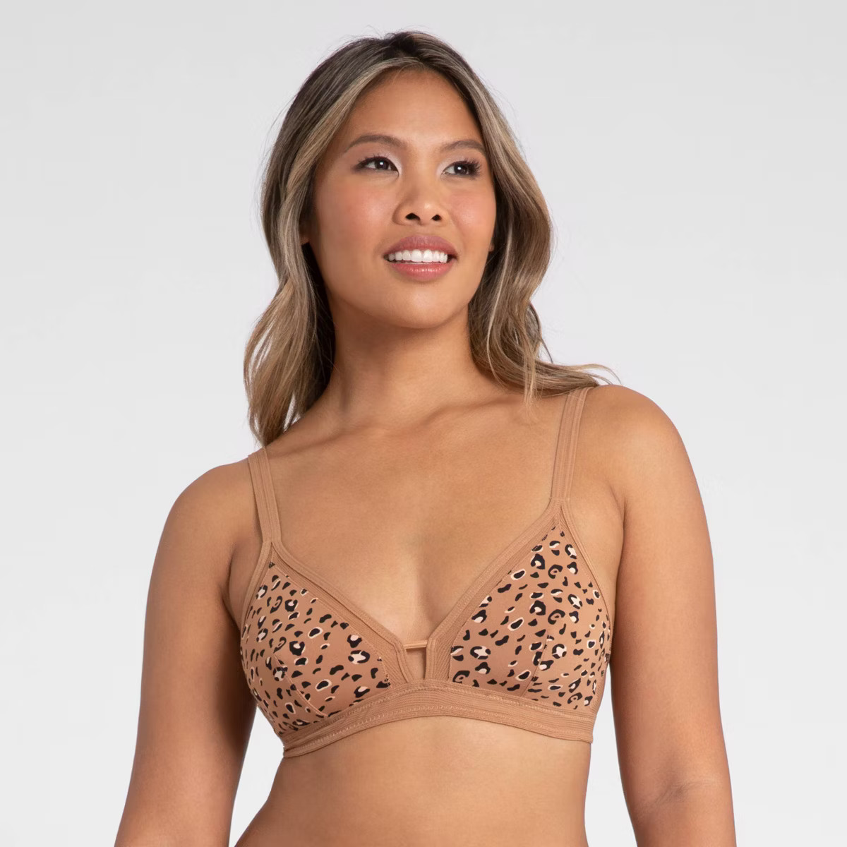 All.You.LIVELY Women's Leopard Print Mesh Trim Bralette - Camel | Target