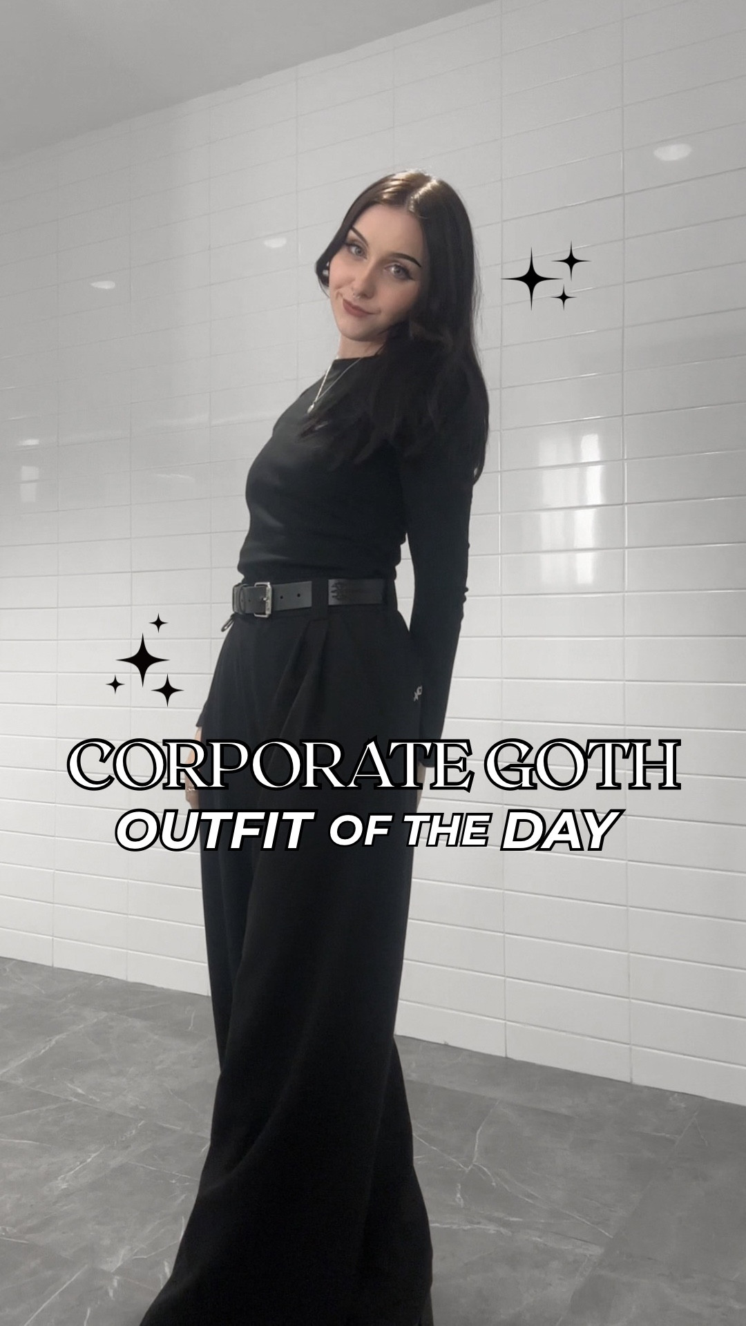 first corporate goth look of 2026 
Pants and belt are Mary Wyatt
#altgirl #softalt #corporategoth #officefashion #ootd 

#LTKootd #LTKPetite