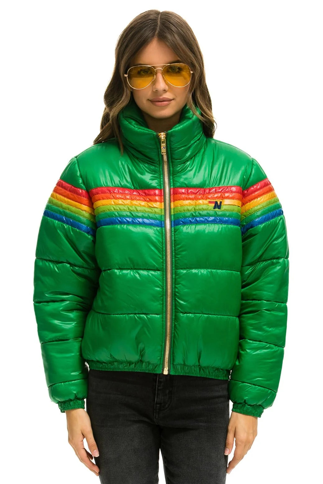6 STRIPE LUXE APRES PUFFER JACKET - GLOSSY AMAZON | Aviator Nation