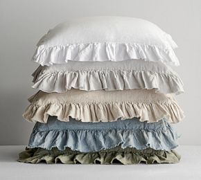 Belgian Flax Linen Fringe Ruffle Sham | Pottery Barn (US)