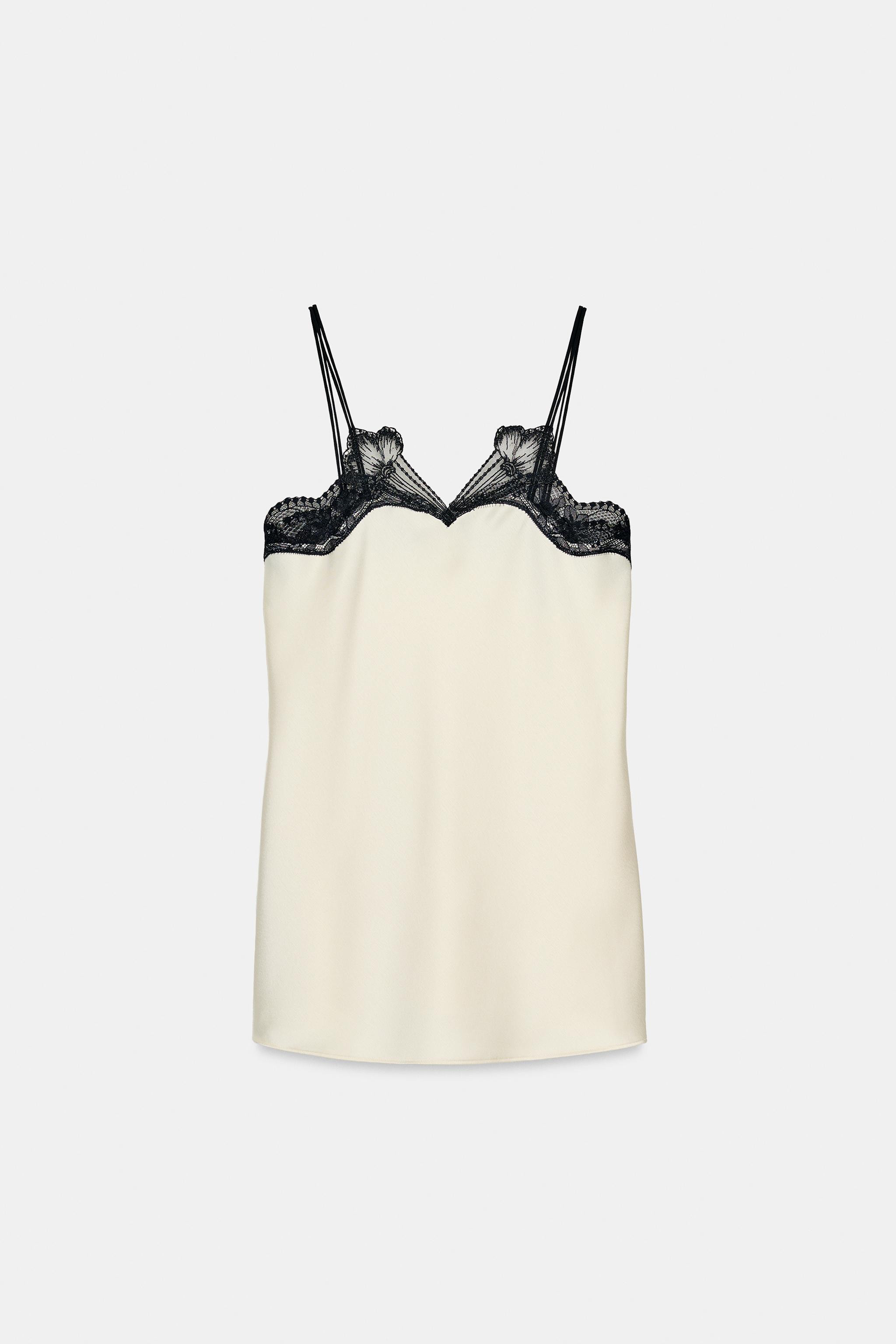 ZW COLLECTION CONTRAST LACE TOP | Zara Canada