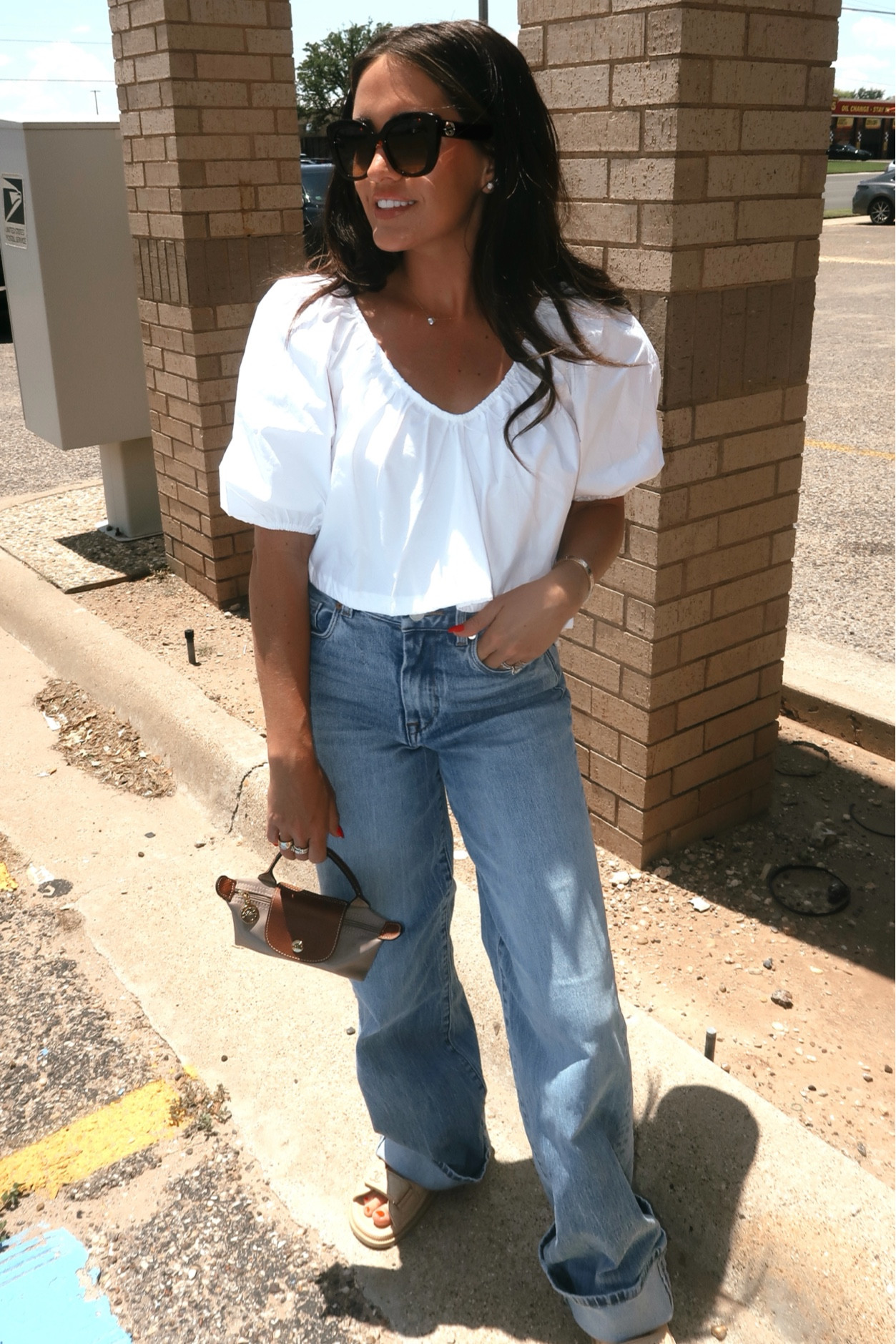 My outfit from today! Top XS, jeans 25 and under $80! Bag is under $75! Gucci sunglasses on sale and linked similar dad sandals 

#LTKFindsUnder100 #LTKxNSale #LTKSummerSales