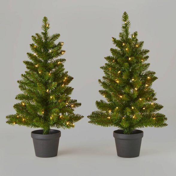 3ft/2pk Pre-Lit Alberta Spruce Potted Artificial Christmas Tree - Wondershop™ | Target