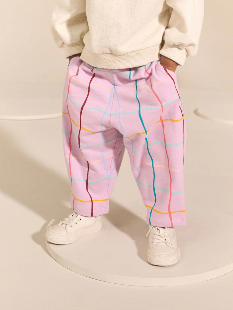 Lilac Purple Check Textured Barrel Leg Trousers (3mths-7yrs) | Next US
