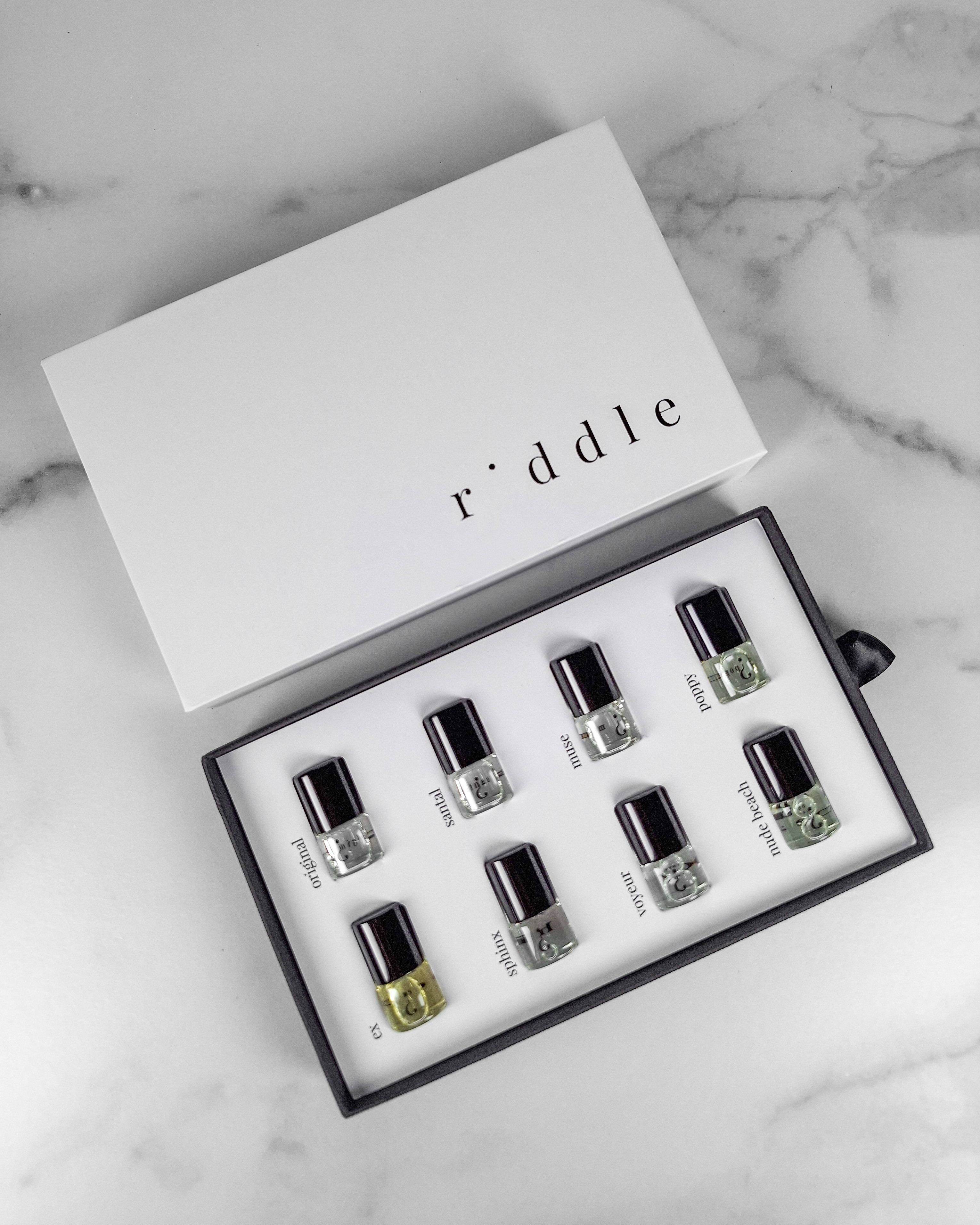 Riddle  🤍 My faves are Santal, Voyeur and Muse


#riddleoil #perfume #fragrance #fragranceoil  

 #LTKgrwm #LTKBeauty #LTKWedding