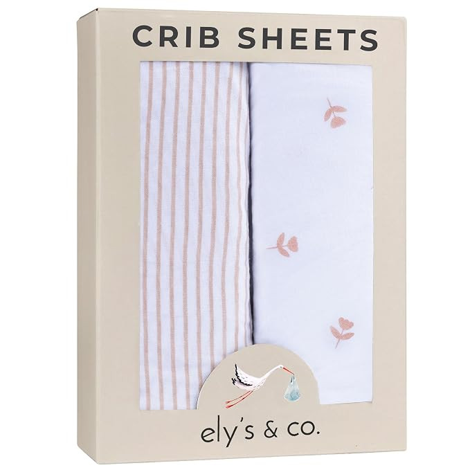 Ely’s & Co. Crib Sheets Baby Girl Fitted Crib Mattress Sheet Set, 2 Pack, 100% Jersey Knit Cott... | Amazon (US)