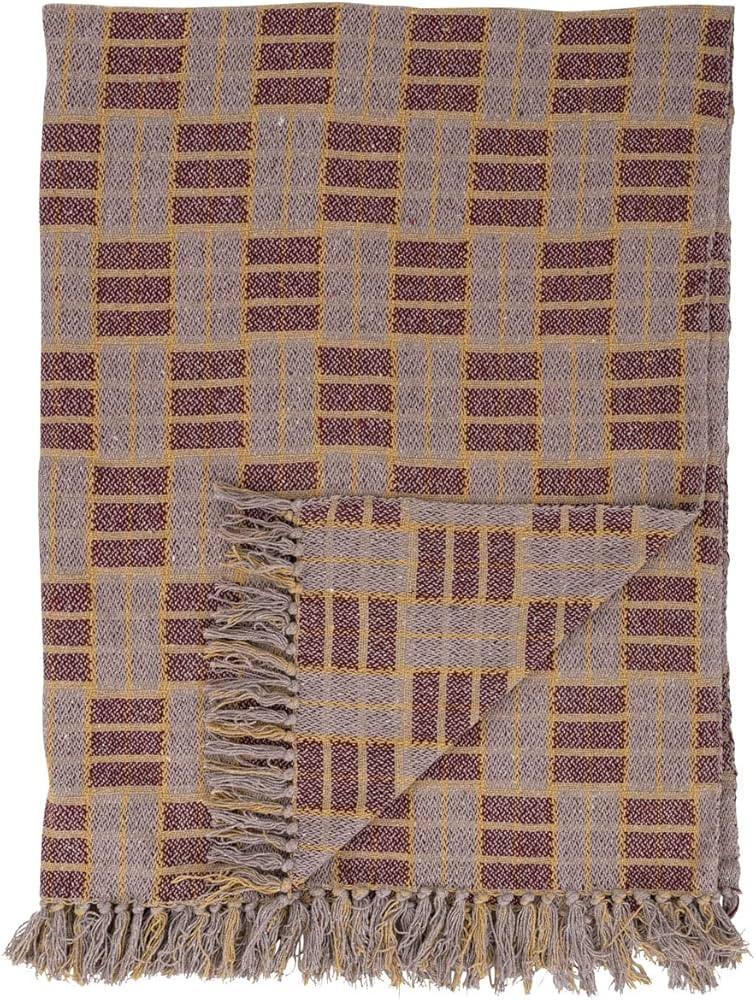 Bloomingville Woven Recycled Cotton Blend Throw with Fringe | Amazon (US)