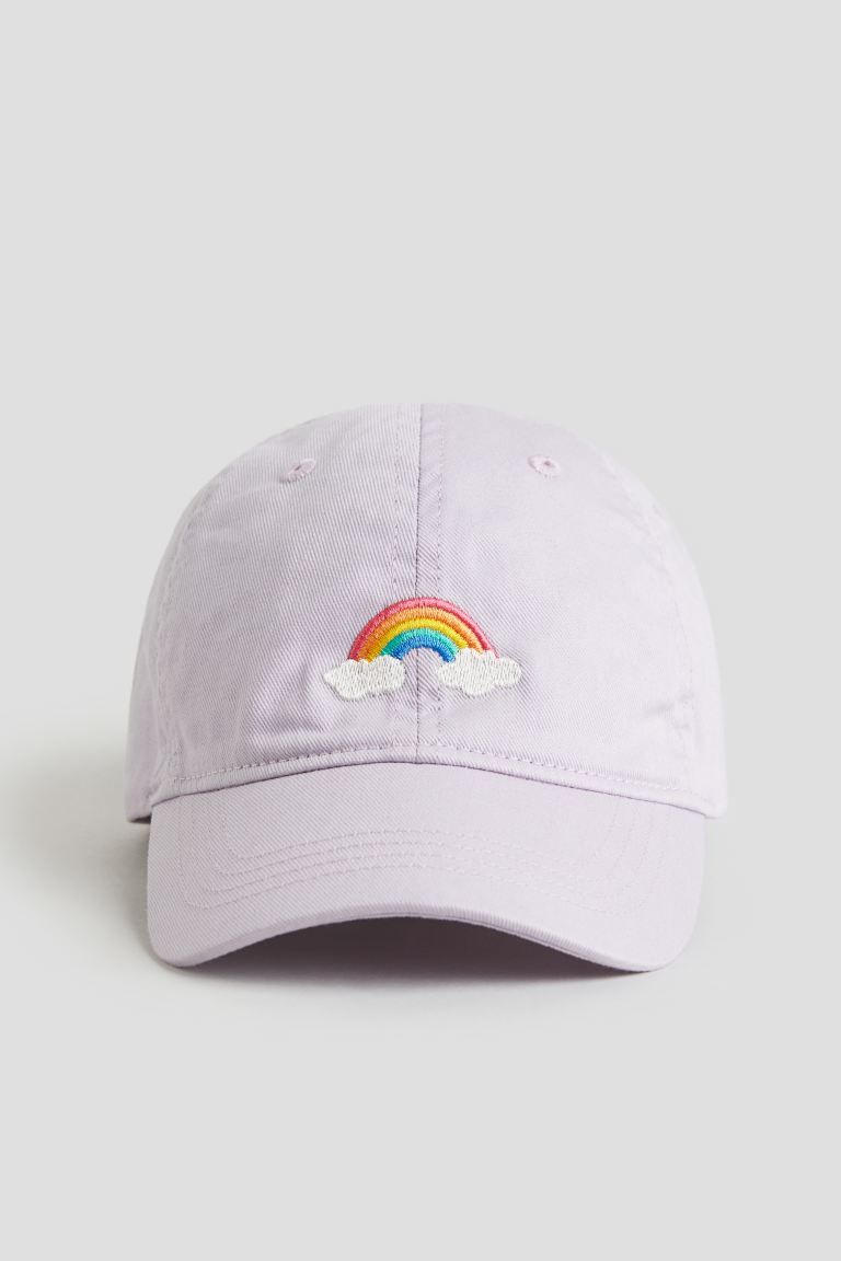 Embroidered-motif Cotton Cap - Light purple/rainbow - Kids | H&M US | H&M (US + CA)