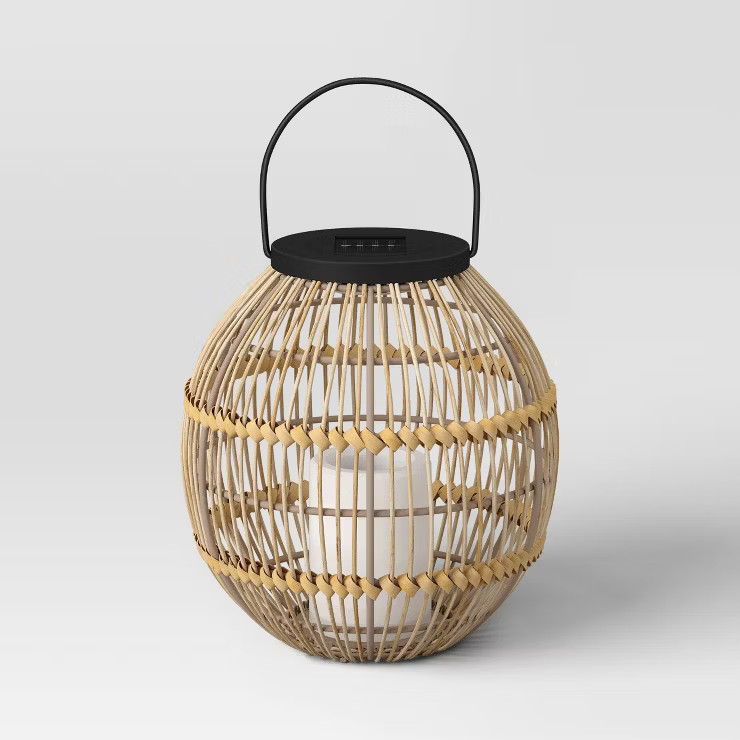 Tall Wicker Outdoor Lantern Neutral - Threshold™ | Target