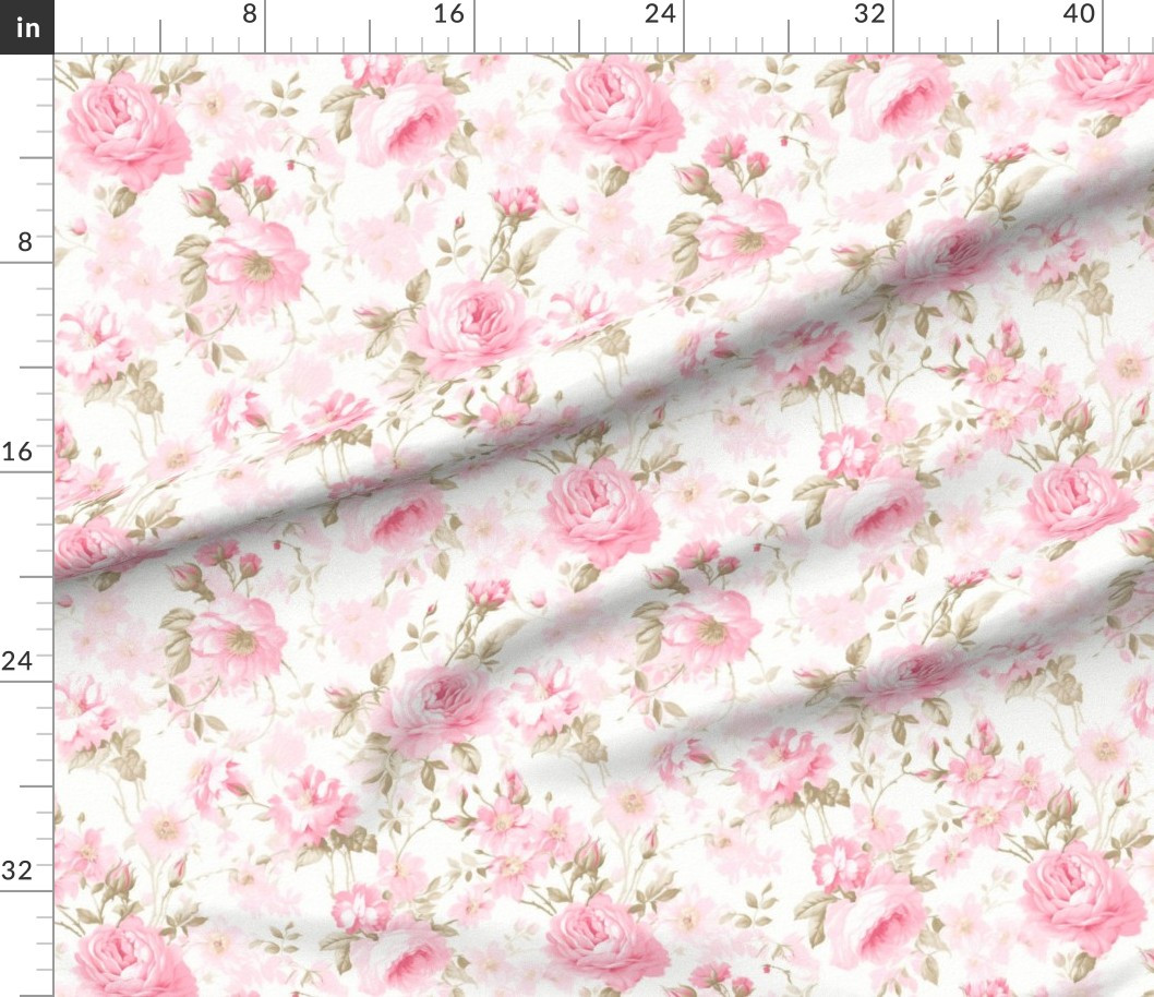 Fabric in Watercolor roses vintage flowers spring flowers | Spoonflower