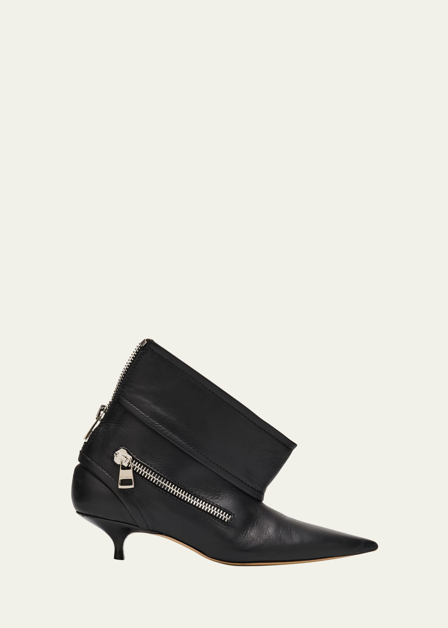 JW Anderson Biker Leather Kitten-Heel Booties | Bergdorf Goodman