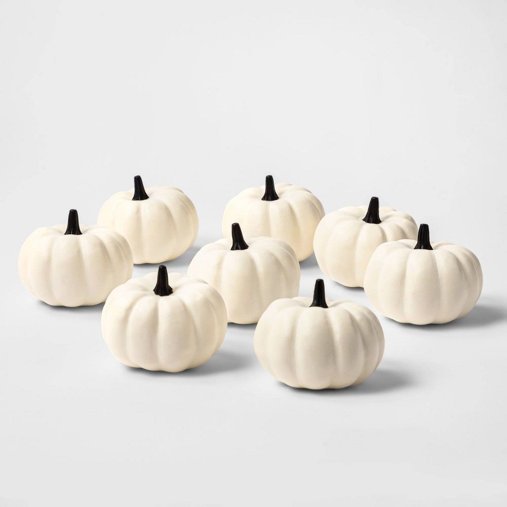 Halloween 8ct Painted Pumpkins White Halloween Decorative Sculpture Set - Hyde & EEK! Boutique | Target