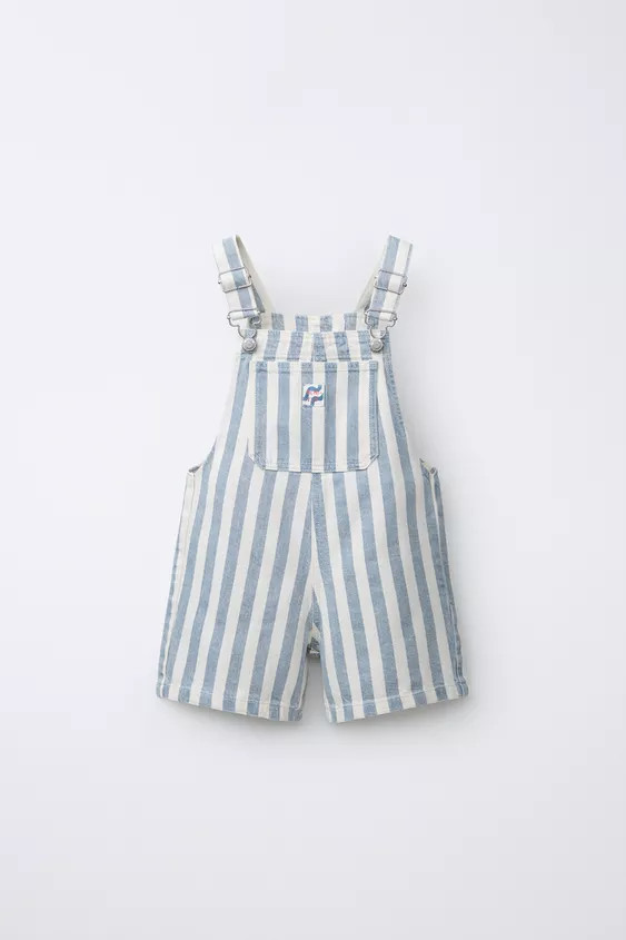 STRIPED TWILL OVERALL SHORTS | Zara US