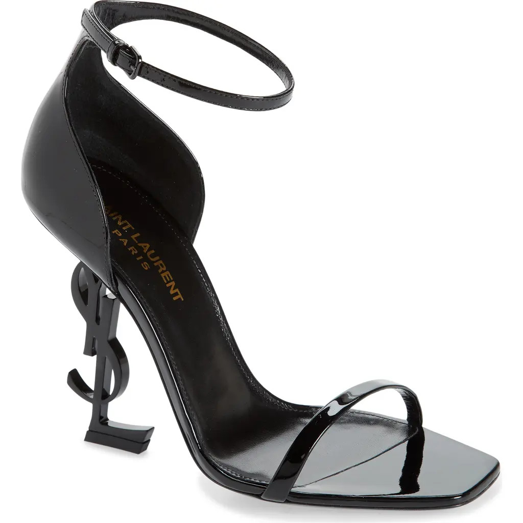 Saint Laurent Opyum YSL Ankle Strap Sandal in Nero at Nordstrom, Size 10Us | Nordstrom