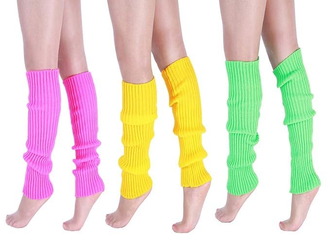 CHUNG Women Juniors Knitted Leg Warmers 16" Neon Party Dance Sports Fitness Accessory Pack of 1/2/3 | Amazon (US)