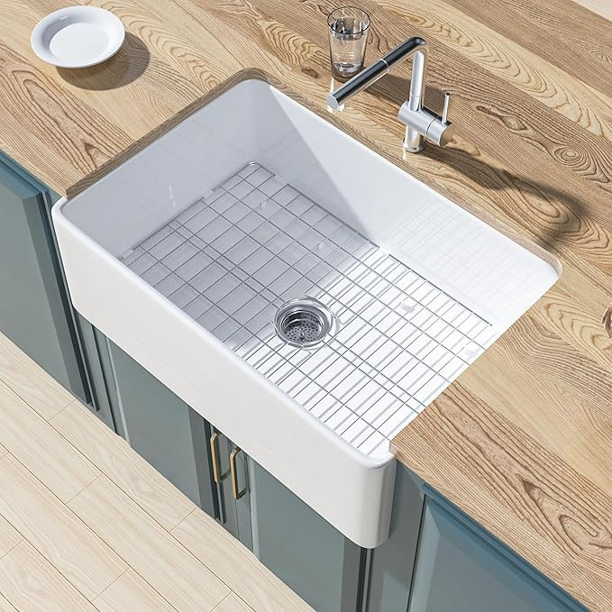 HOMLYLINK Farmhouse Sink 30 x 20 Inch Farm Sink Apron Sink White Farmhouse Sink Farmhouse Kitchen... | Amazon (US)