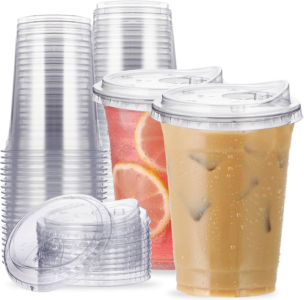 Clear Plastic Cups 16 oz Plastic Iced Coffee Cups 25 Sets | Amazon (US)