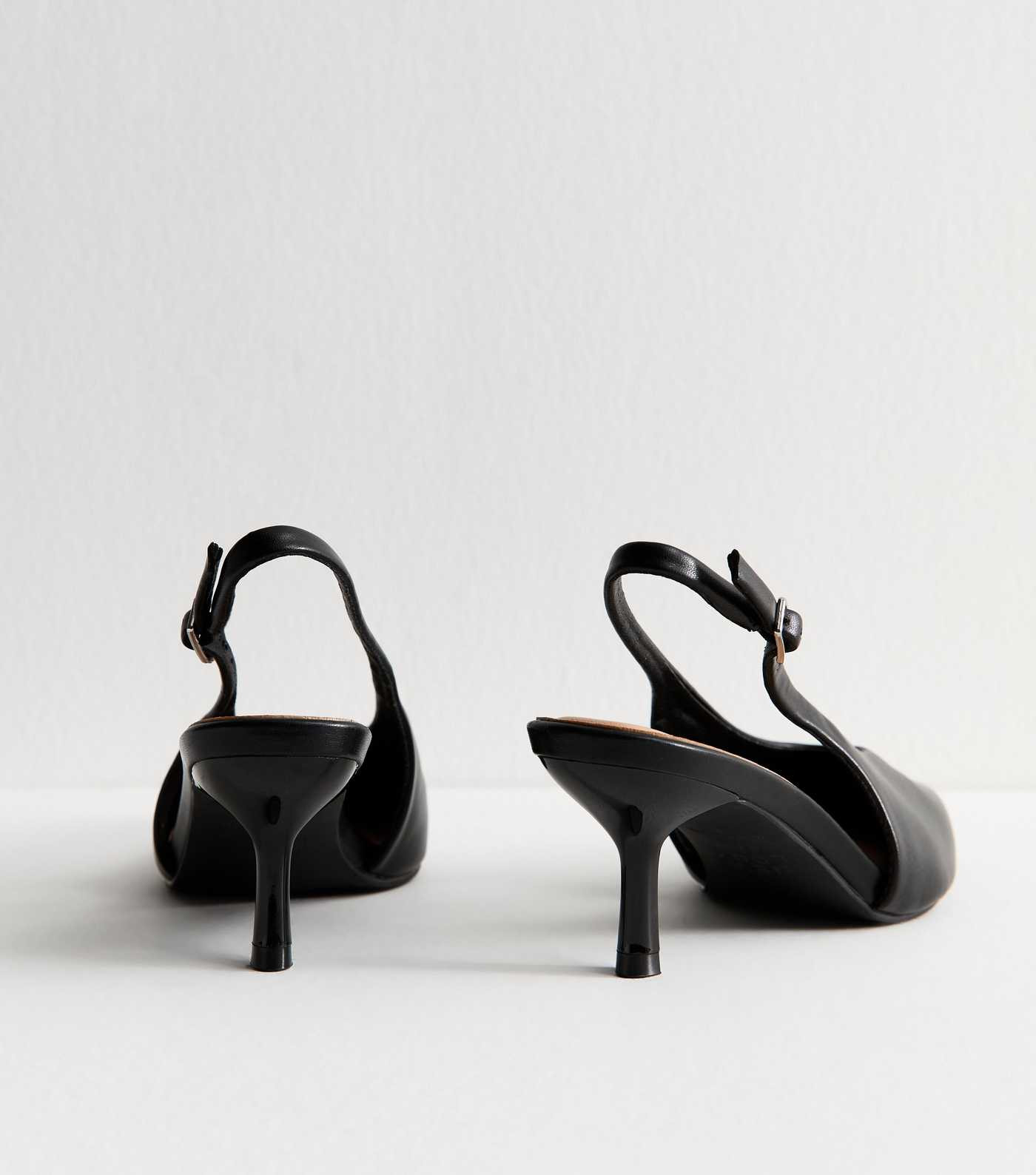 Black Faux Leather High Vamp Kitten Heel Slingback Pumps | New Look | New Look (UK)