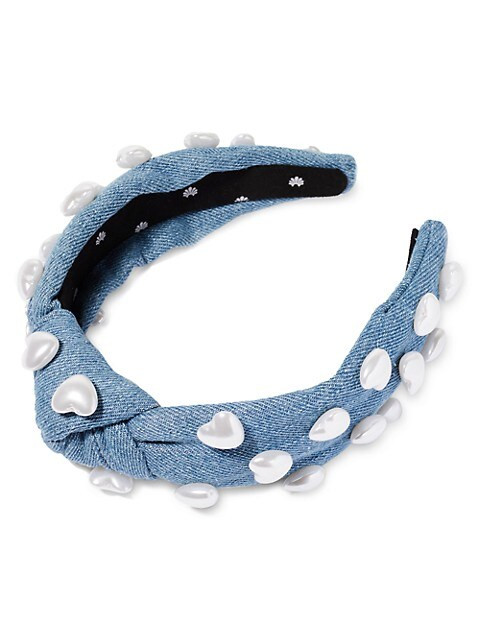 Denim & Faux Pearl Knotted Headband | Saks Fifth Avenue