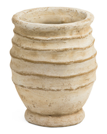 7x9 Earthy Ridged Cement Planter Vase | TJ Maxx