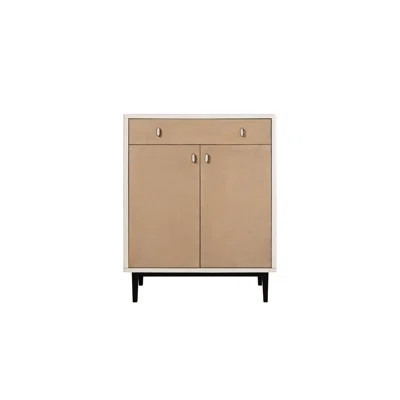 Modern Bar Cabinet With Self Closing Drawer Guides And Spacious Storage White+pecan 2 Doors Soft Close European Adjustable Hinges | Wayfair North America