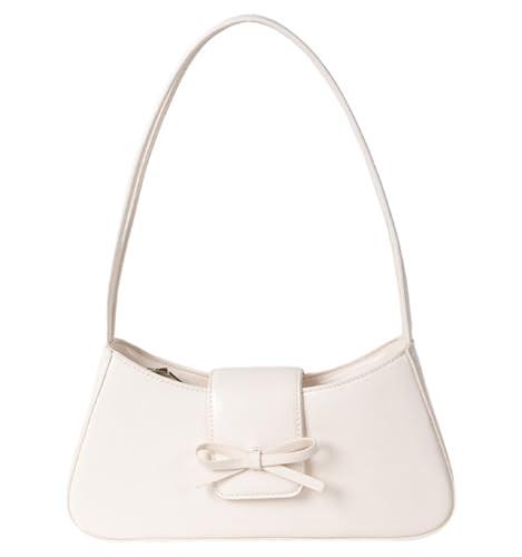Shoulder Bag for Women, Hobo Handbags Trendy Y2K Purses Patent Leather Clutch Bag Cute Bow Purse White | Amazon (US)