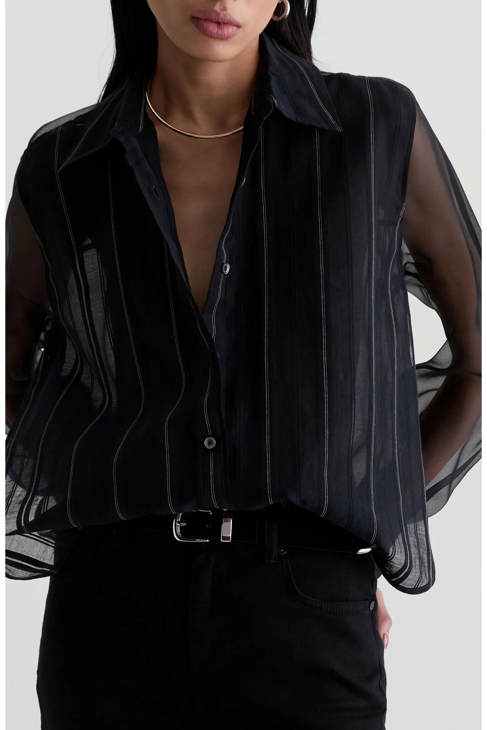 AG Sawtelle Pinstriped Cotton & Silk Shirt (Women) | Nordstrom | Nordstrom