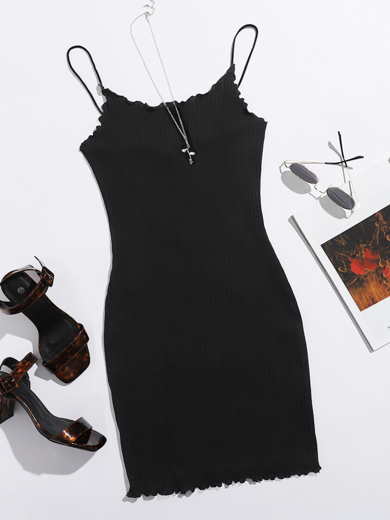 SHEIN Lettuce Trim Bodycon Dress | SHEIN