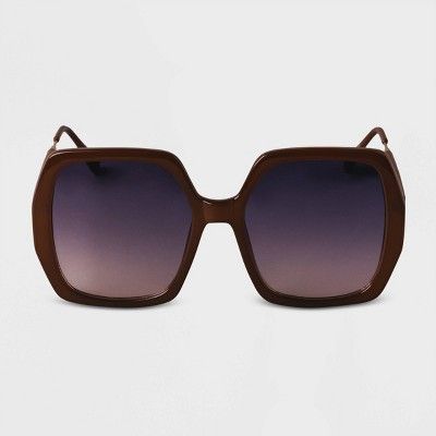 Women's Oversized Square Sunglasses - A New Day™ Brown | Target