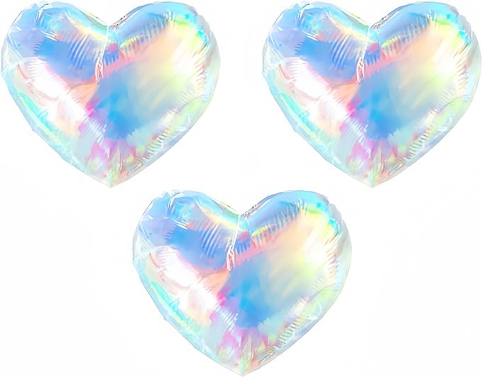 3Pcs Iridescent Heart Balloons 40 Inch/Clear Foil Transparent Rainbow Balloons/Multicolor Heart G... | Amazon (US)