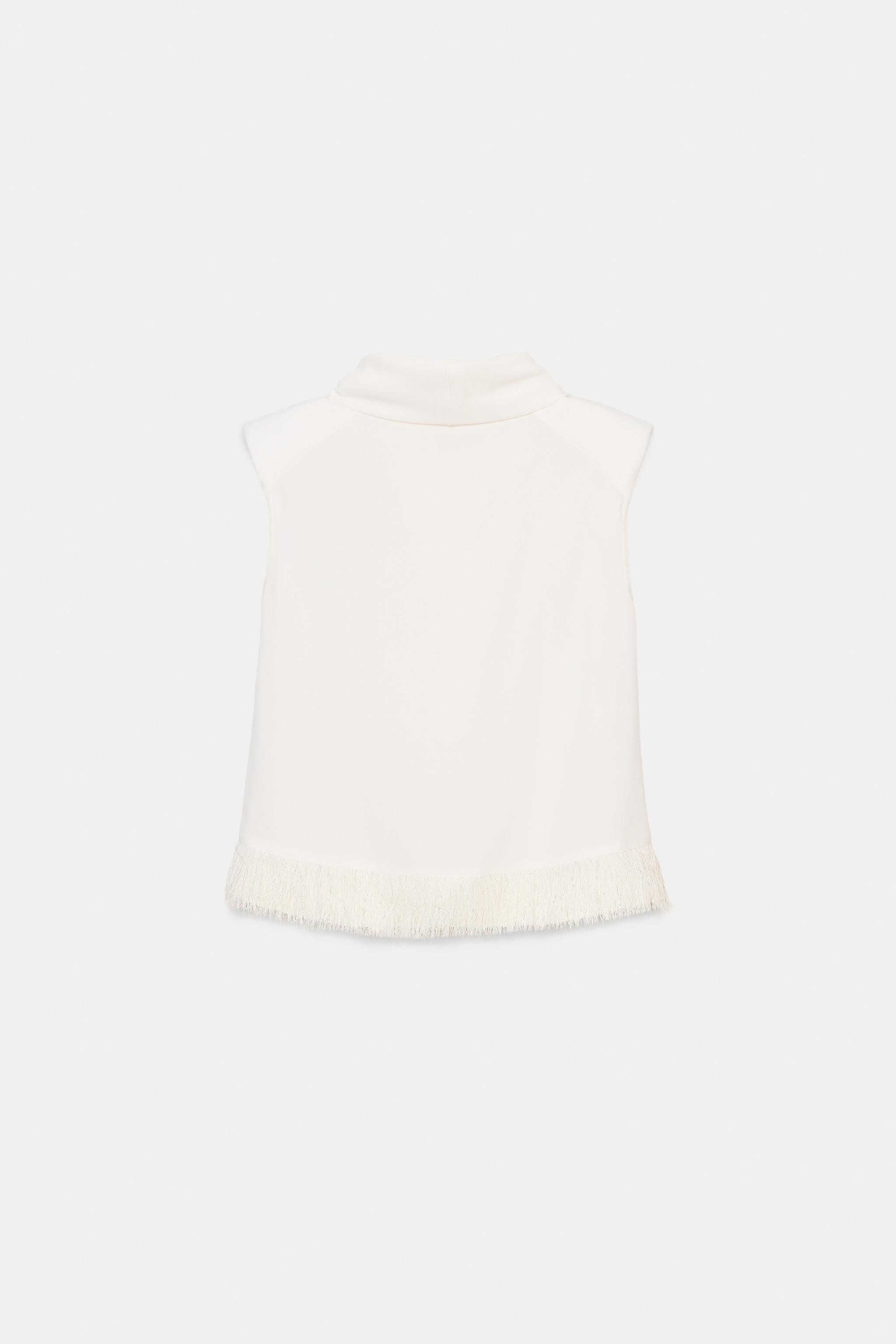SHOULDER PAD FRINGED TOP | Zara US