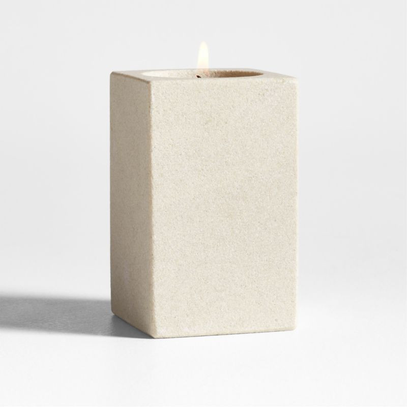 Carter Large Sandstone Tealight Candle Holder + Reviews | Crate & Barrel | Crate & Barrel