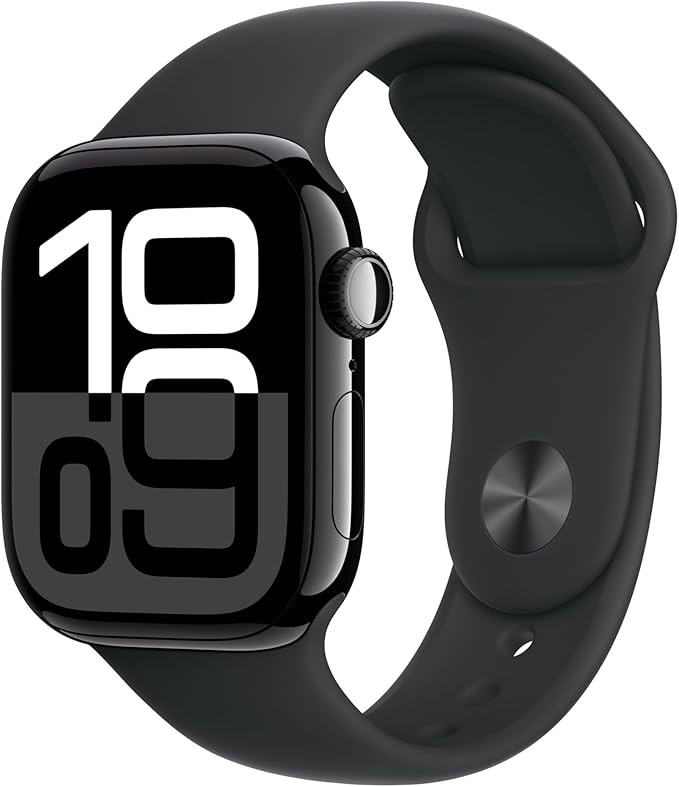 Apple Watch Series 10 GPS 42 mm Smartwatch with Jet Black Aluminium Case with Black Sport Band - ... | Amazon (UK)
