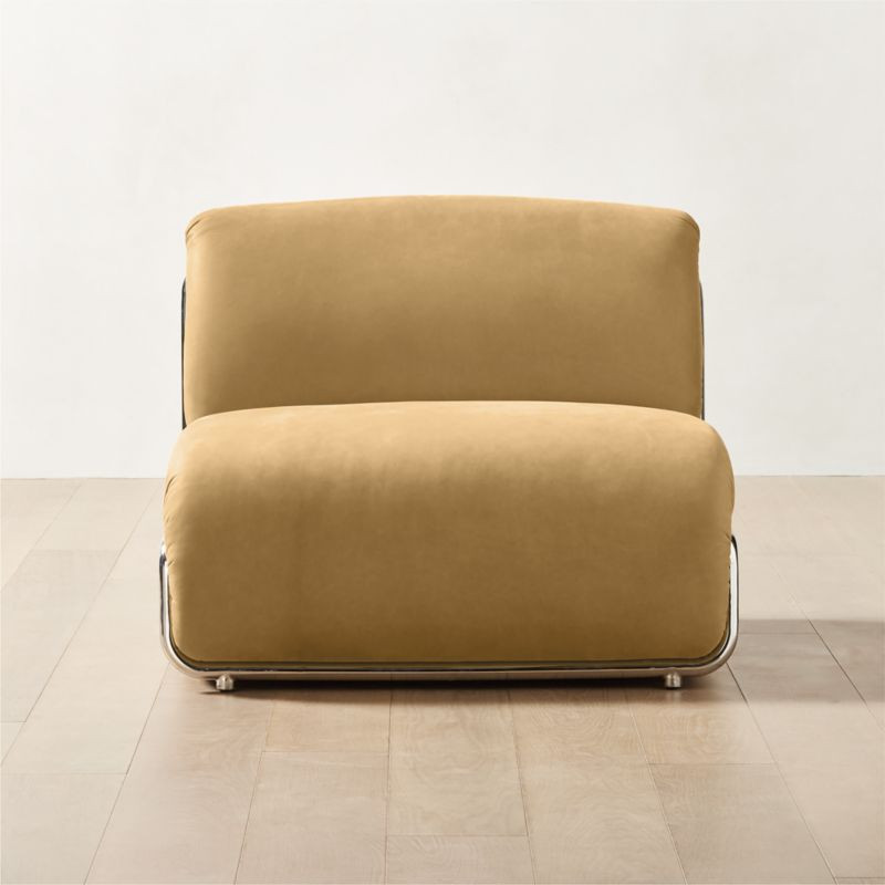 Hada Armless Beige Leather Lounge Chair | CB2 | CB2