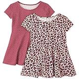 The Children's Place Girls' Baby and Toddler Leopard Skater Dress 2-Pack, Pink Melon, 3T | Amazon (US)