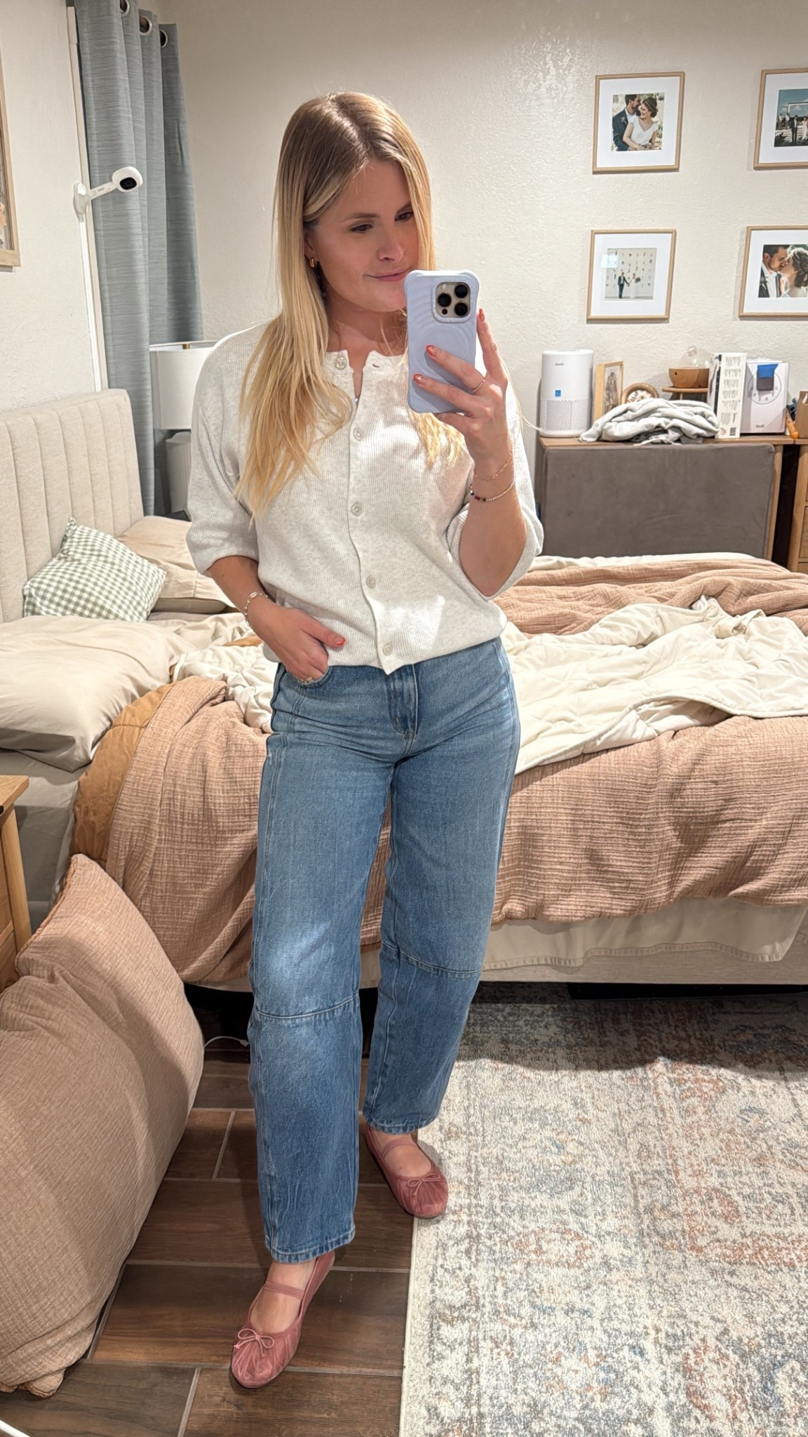 Teacher ootd 🩰 wearing xs in the sweater, 24 in the jeans, 6.5 in the shoes. All tts 

#LTKShoeCrush #LTKPetite #LTKWorkwear