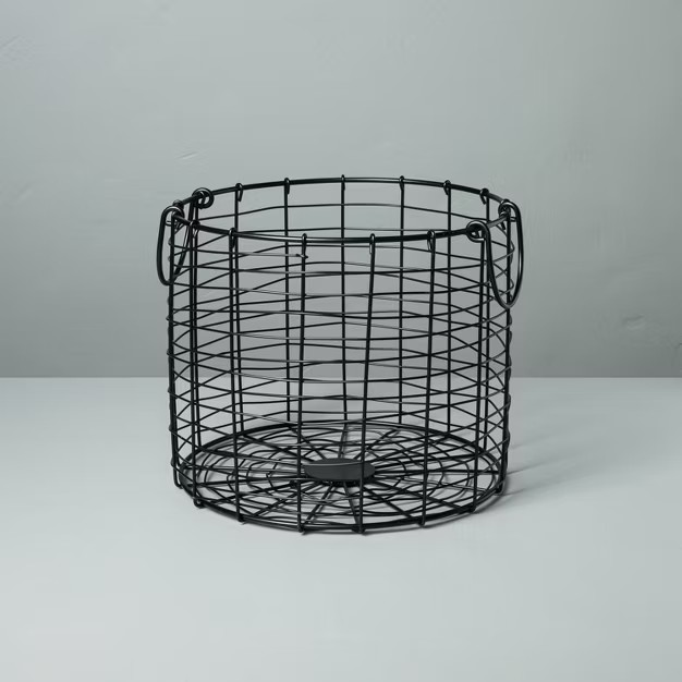 Round Wire Storage Basket with Handles Black - Hearth & Hand™ with Magnolia | Target